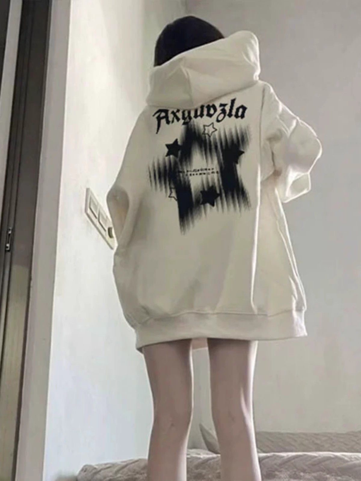 美式重磅白色连帽卫衣女秋冬2026新款爆款宽松慵懒风加绒加厚外套