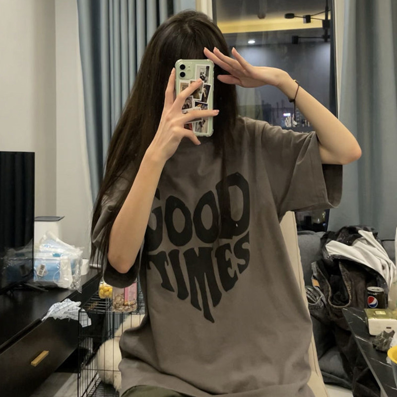 欧货大版短袖t恤女夏季纯棉美式