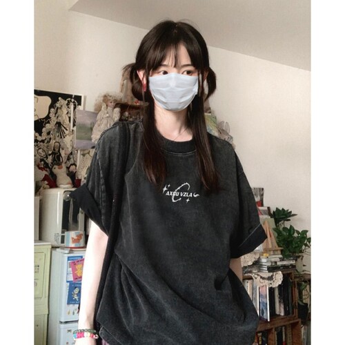美式复古纯棉正肩短袖t恤女上衣