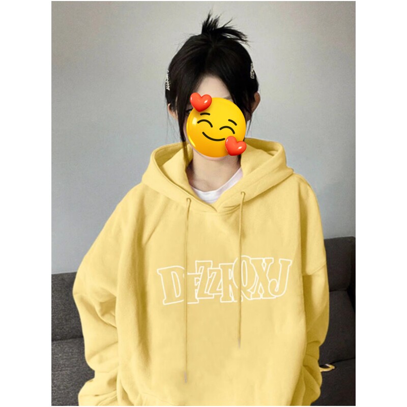 柠檬黄连帽卫衣女2025新款爆款