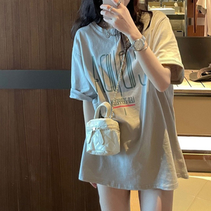 美式复古正肩短袖t恤女夏季上衣