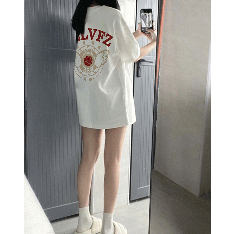 美式复古纯棉短袖t恤女夏季上衣