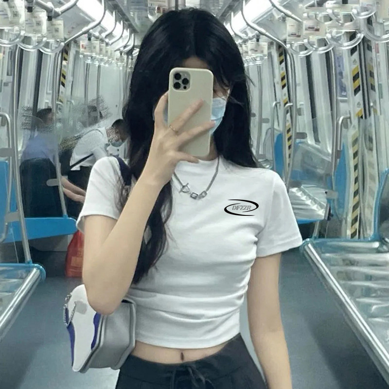 白色短袖t恤女短款夏季潮牌上衣