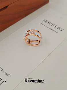 November 925银镀金珍珠戒指女小众设计感高级轻奢食指戒