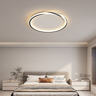 极简超薄主卧室吸顶灯圆形书房护眼灯全光谱房间创意LED中山灯具