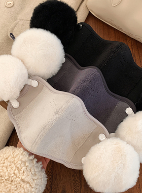 高颜值灰色毛绒立体口罩女冬季加绒保暖2025新款护眼角防冻面罩