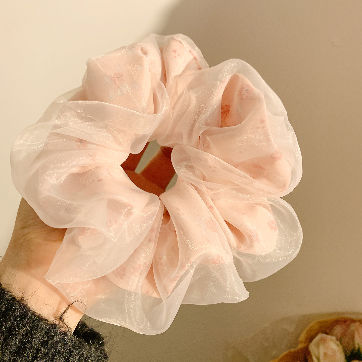 小众粉色碎花网纱大肠发圈女高级感韩系超大头花慵懒风发饰头绳,饰品/流行首饰/时尚饰品新,发饰,淘宝优惠券,粉丝福利购,淘宝优惠卷