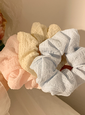 马卡龙色系韩系蓝色大肠发圈女高级感慵懒风低马尾扎头发头绳发饰