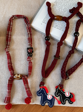 红色毛线针织小马抽拉项链女韩系