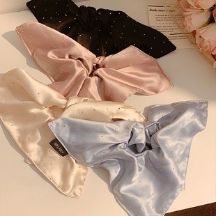 韩系满天星烫钻缎面方巾大肠发圈女高级感气质扎头发头绳方形发饰