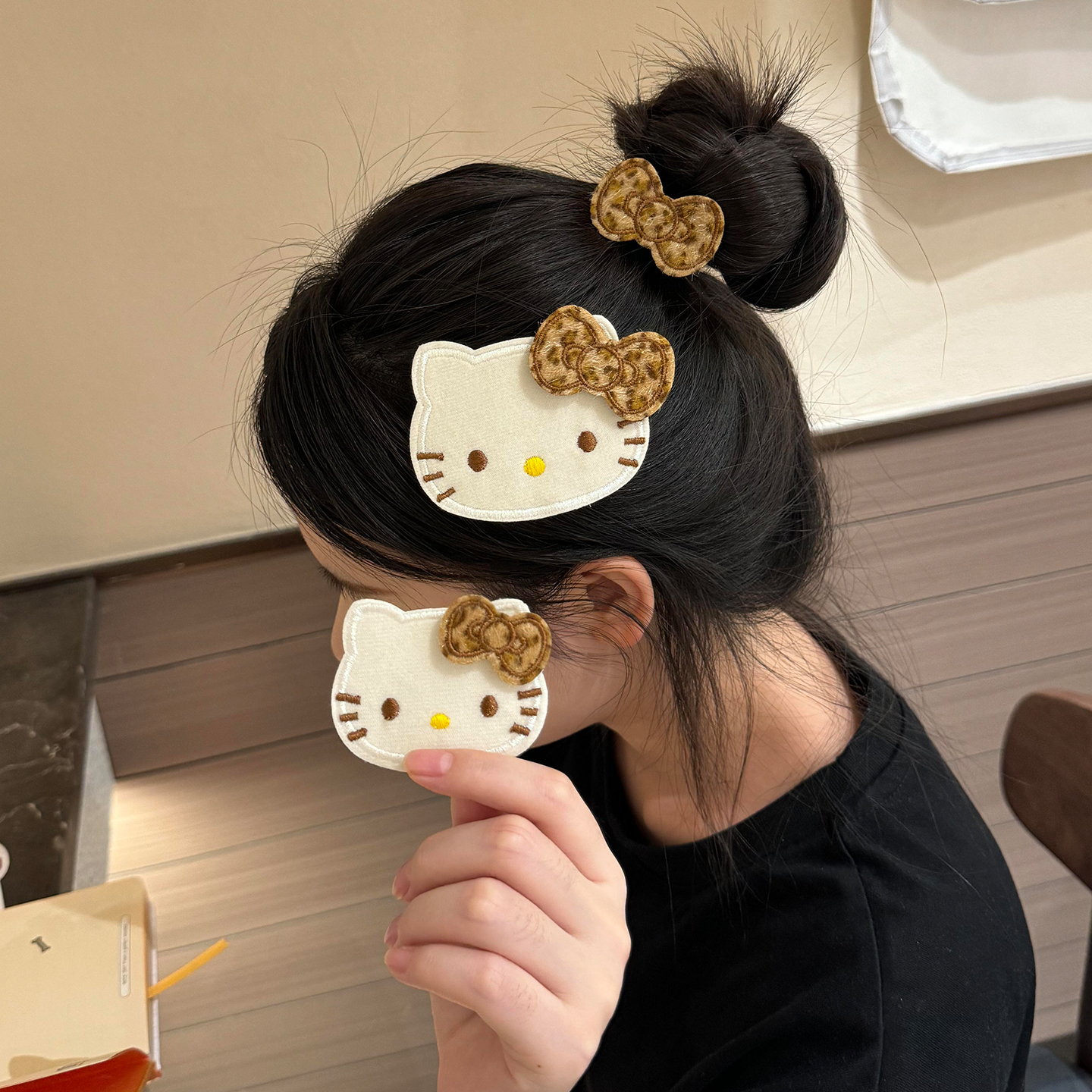 可爱Kitty猫咪无痕刘海贴女侧边