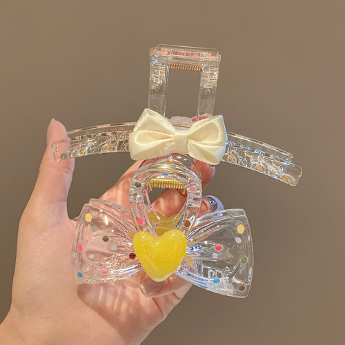 韩系高级感彩色波点蝴蝶结发夹