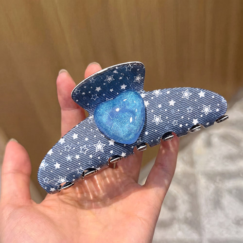 星空蓝~晕染爱心抓夹女后脑勺