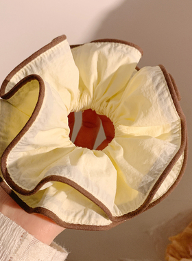 韩系黄色双层大肠发圈女高级感丸子头发饰扎头发慵懒风百搭头绳