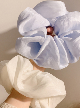 晴空云柔~蓝色大肠发圈女高级感韩系温柔百搭发绳扎头发大号头饰