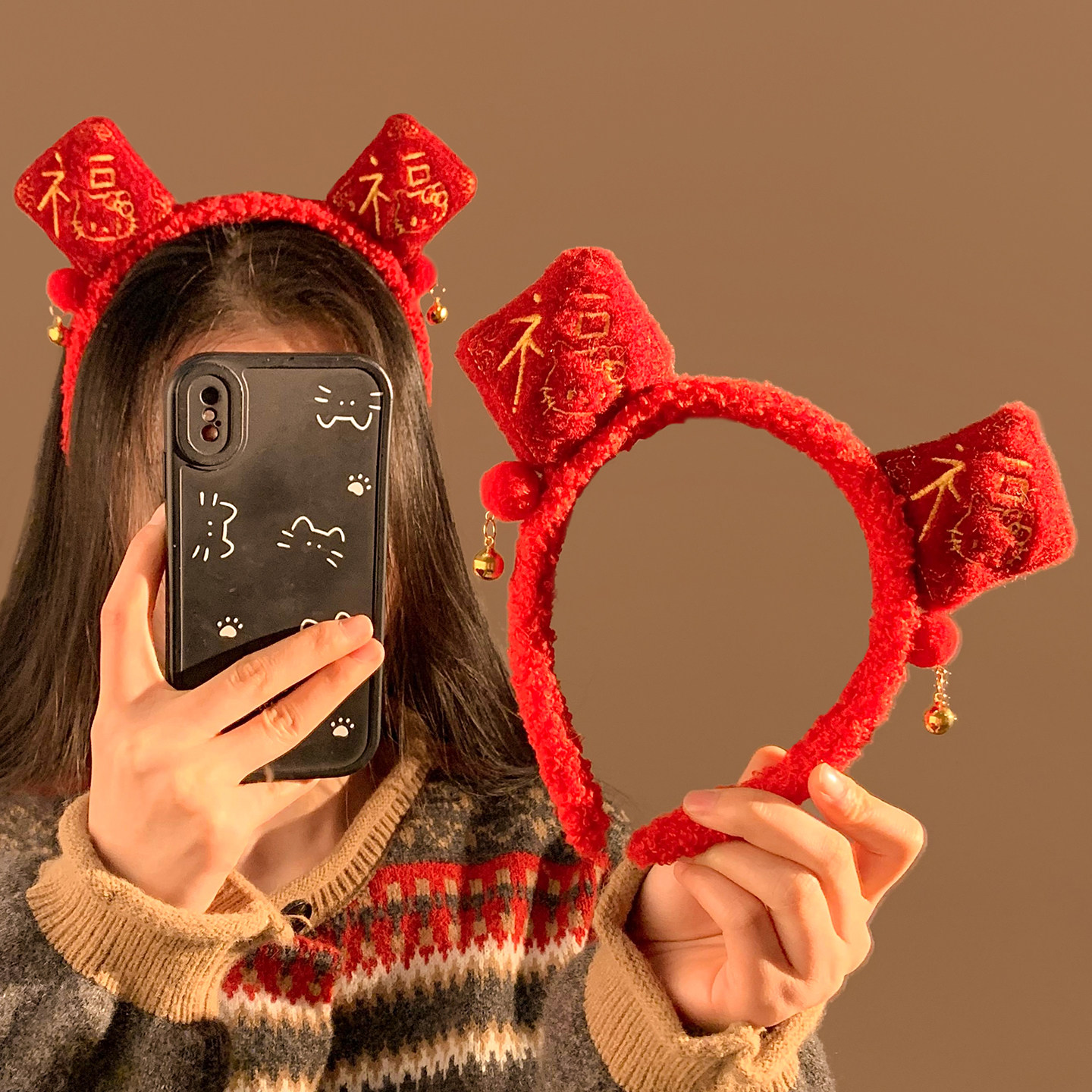 红色福袋铃铛毛绒发箍女日常外戴新年头饰百搭高颅顶头箍新款可爱,饰品/流行首饰/时尚饰品新,发饰,淘宝优惠券,粉丝福利购,淘宝优惠卷