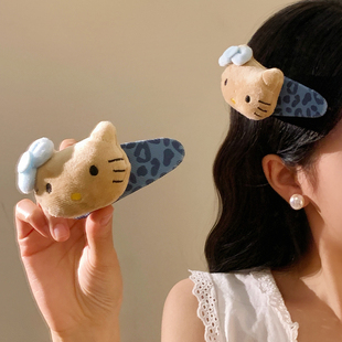 蓝色蝴蝶结Kitty发夹边夹侧边发卡女高级感可爱卡通夹子儿童头饰