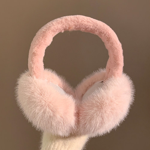 韩系可爱粉色毛茸茸耳罩