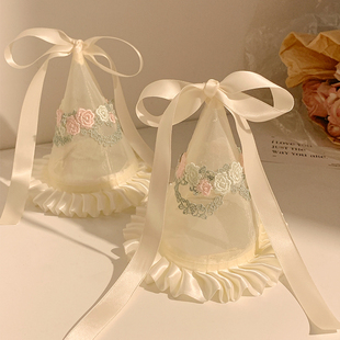 奶油少女生日帽发箍女蝴蝶结飘带拍照头箍公主风可爱甜美发卡头饰