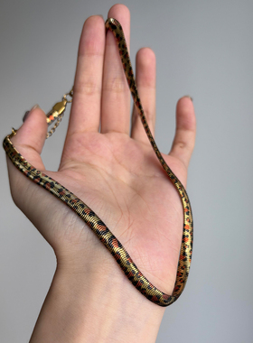 朋克欧美风金色灵蛇蛇骨项链