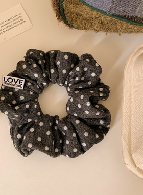 简约百搭灰色波点针织大肠发圈女秋冬慵懒风韩系扎头发发绳头饰