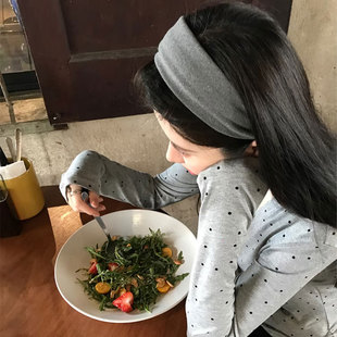 韩系简约灰色宽边发箍女高颅顶日常外戴显脸小百搭发饰头箍发卡