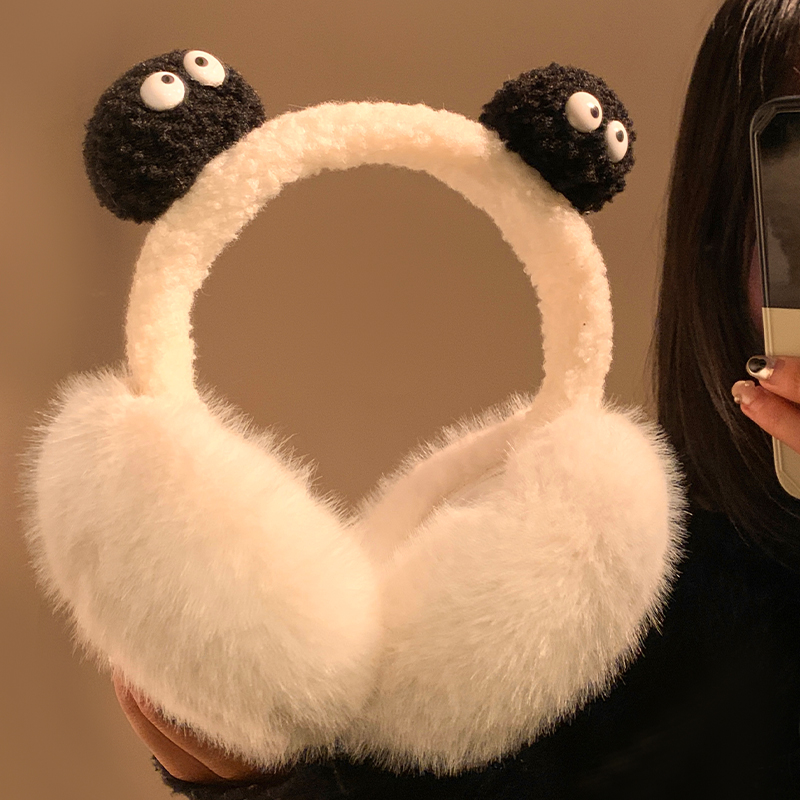 冬季可爱煤球毛绒绒儿童耳罩