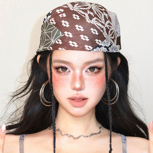 欧美风y2k千禧辣妹包头头巾女美式嘻哈潮流街舞方巾复古丝巾配饰