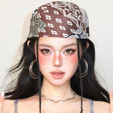 欧美风y2k千禧辣妹包头头巾女美式嘻哈潮流街舞方巾复古丝巾配饰