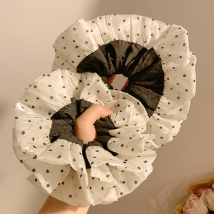 格蕾香榭~黑色波点大肠发圈女法式温柔高级感头饰扎头发大号发绳