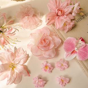 误入梦境~海边超仙粉色蝴蝶兰花朵发夹女高级感边夹侧边拍照头饰