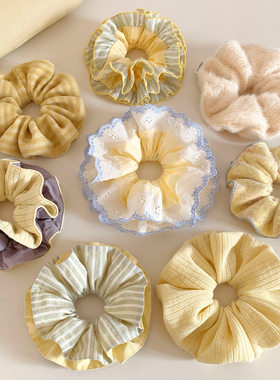 黄油奶酪~黄色大肠发圈合集女高级感扎头丸子头气质百搭头绳发饰