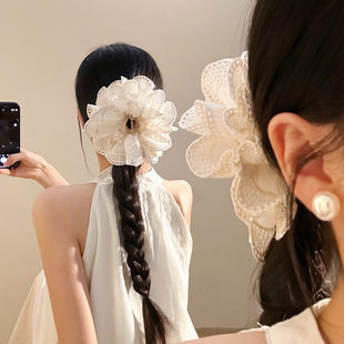 法式 白色蕾丝抓夹发夹女高级感温柔百搭夹子头饰后脑勺半扎发发卡