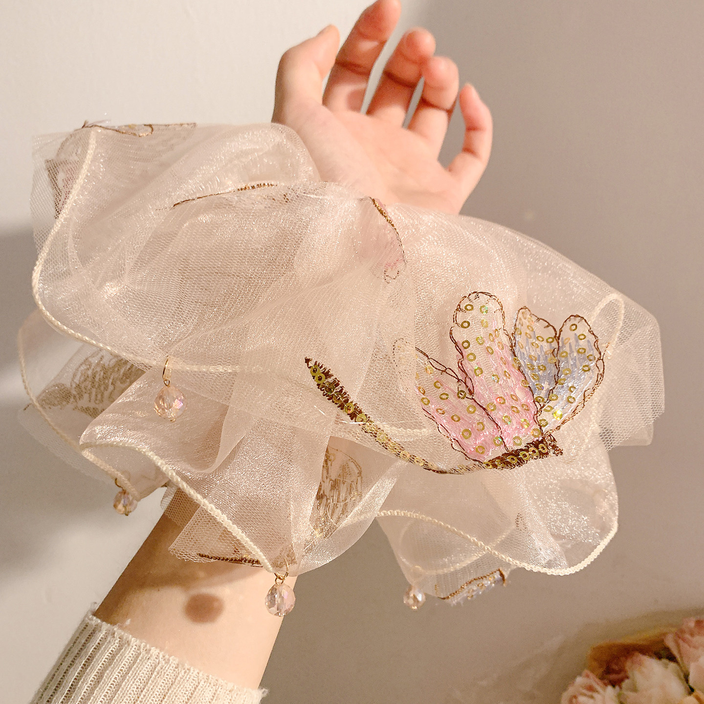 桃雾蝶翩~粉色蝴蝶网纱大肠发圈女高级感绝美头饰超大丸子头发绳,饰品/流行首饰/时尚饰品新,发饰,淘宝优惠券,粉丝福利购,淘宝优惠卷