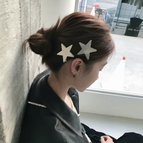 韩系银色星星发夹女个性潮流