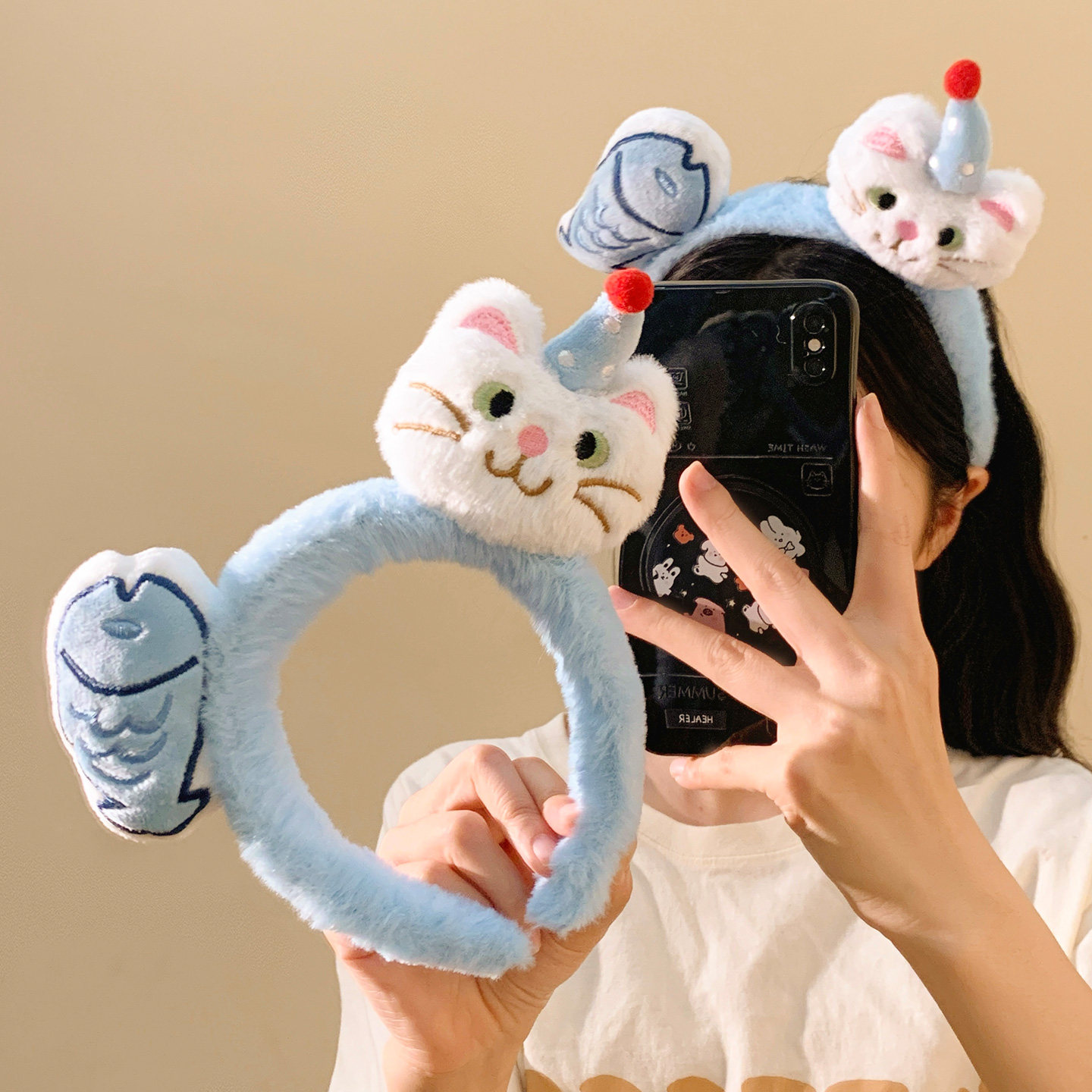 可爱蓝色猫咪小鱼毛绒发箍女卡通少女心发卡洗脸压发化妆头箍秋冬,饰品/流行首饰/时尚饰品新,发饰,淘宝优惠券,粉丝福利购,淘宝优惠卷