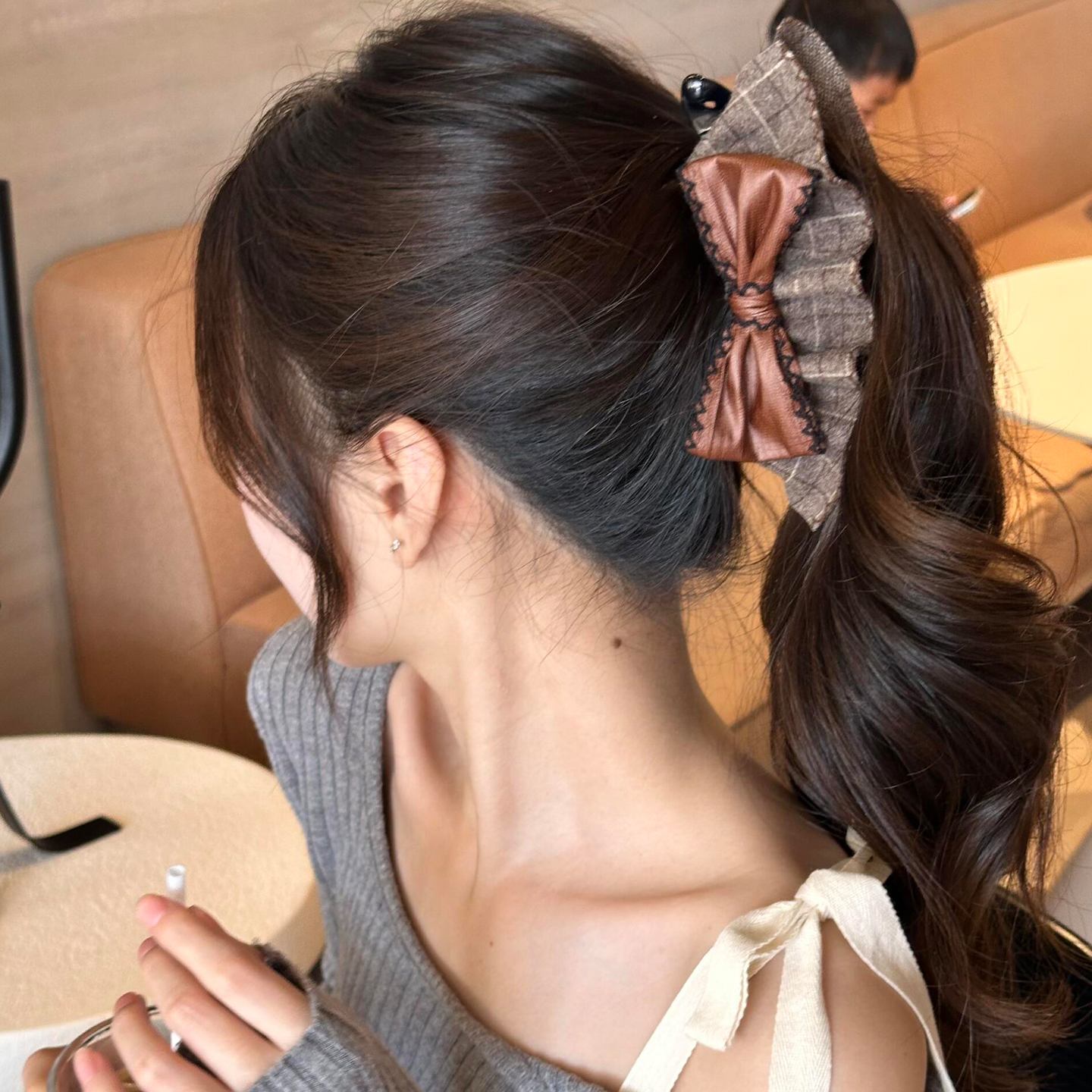 美拉德咖色~蝴蝶结竖式香蕉夹