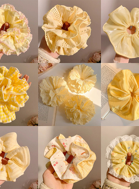 超好看的黄色系~大肠发圈女高级感扎头发丸子头超大头绳百搭发饰