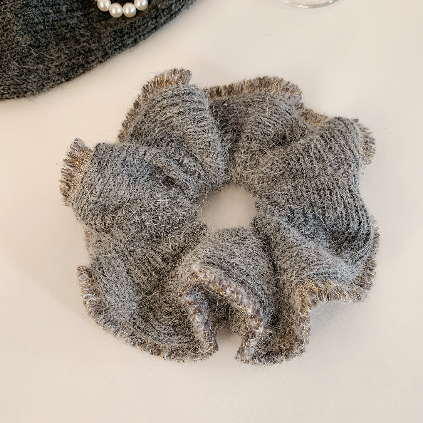 韩系兔毛灰色毛线针织大肠发圈女高级感扎头发丸子头头绳秋冬发饰,饰品/流行首饰/时尚饰品新,发饰,淘宝优惠券,粉丝福利购,淘宝优惠卷