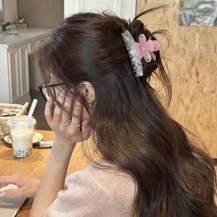 2026精致发夹百搭 甜美粉色抓夹女后脑勺半扎发慵懒风绝美头饰新款