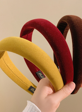 高级感复古红色丝绒发箍女港风百搭头饰洗脸压发日常外戴秋冬头箍