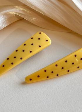 夏日奶酪黄色波点鸭嘴夹女韩系简约百搭刘海发夹可爱高级感头饰