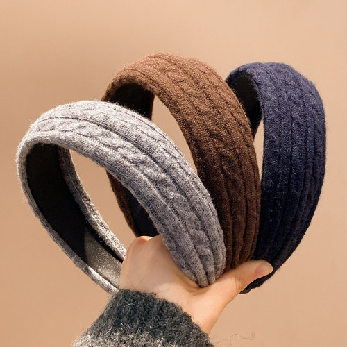 秋冬新款毛线针织高颅顶宽边发箍