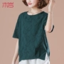 Áo thun cotton nữ mùa hè 2019 mới mùa hè đầm mới size rộng nửa tay áo giản dị cho mẹ trung niên áo cotton ngắn tay - Quần áo của mẹ áo kiểu nữ đẹp tuổi 50