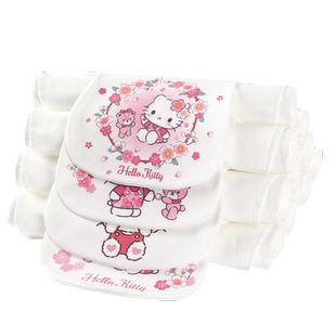 凯蒂猫儿童汗巾纯棉幼儿园大号绣名字女童女孩隔汗巾宝宝吸汗巾汉