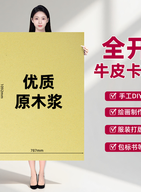 大张封标黄色包标书牛皮纸灭菌密封纸120克投标包装 凭证封面定制牛皮纸原木浆手工全开彩纸超大号儿童剪纸