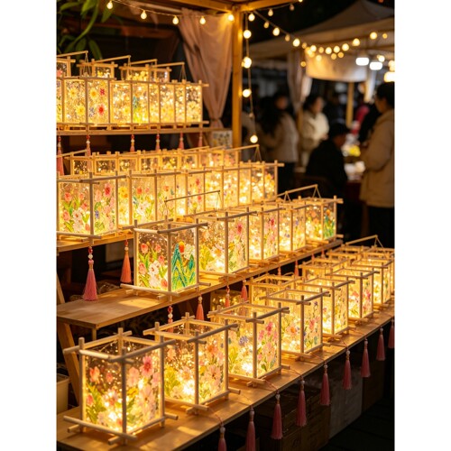 中秋节活动玻璃画灯手工绘画儿童diy灯笼材料包创意手提琉璃花灯