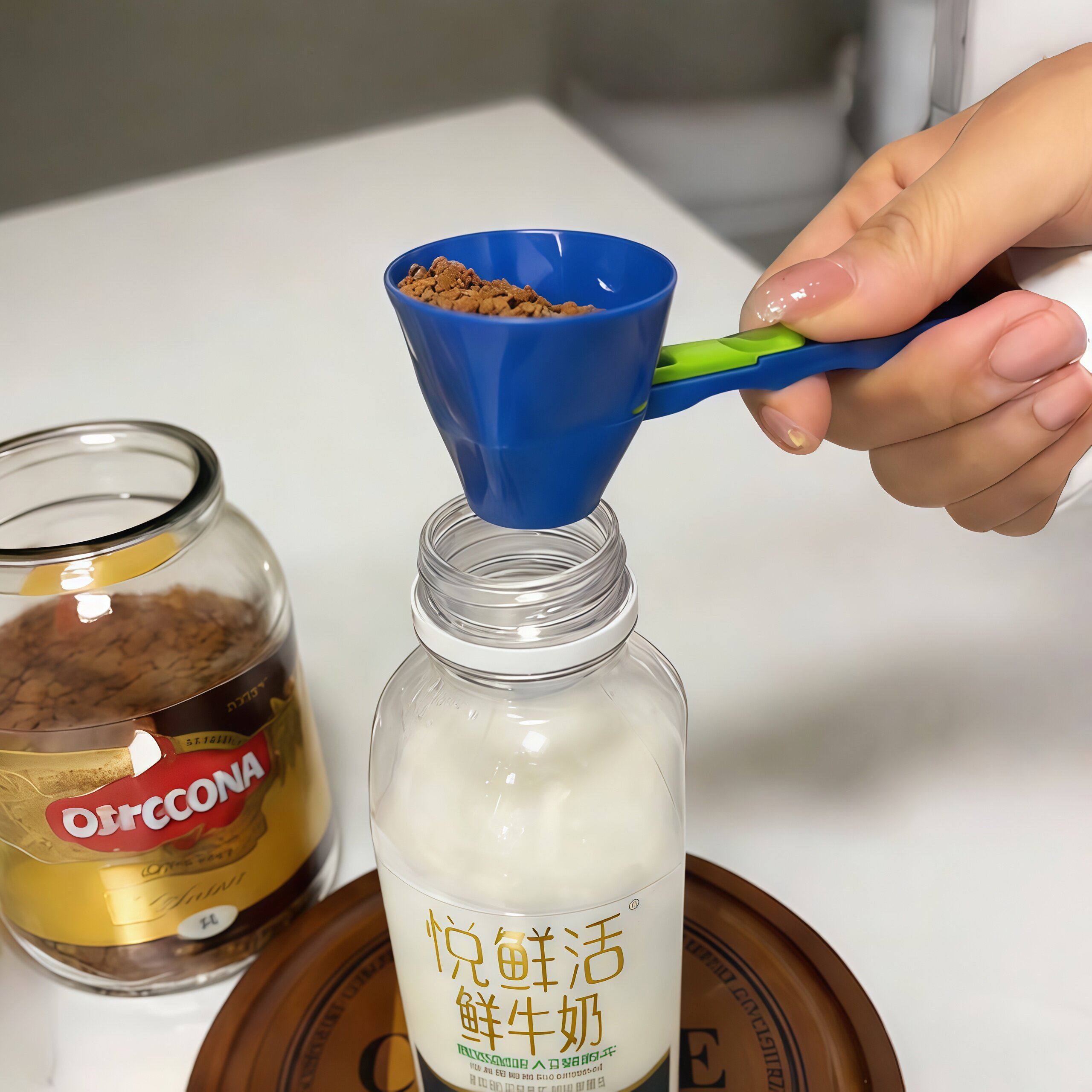 定量挖取!咖啡勺滑动量勺便携过滤漏斗咖啡器具蛋白粉防漏勺子
