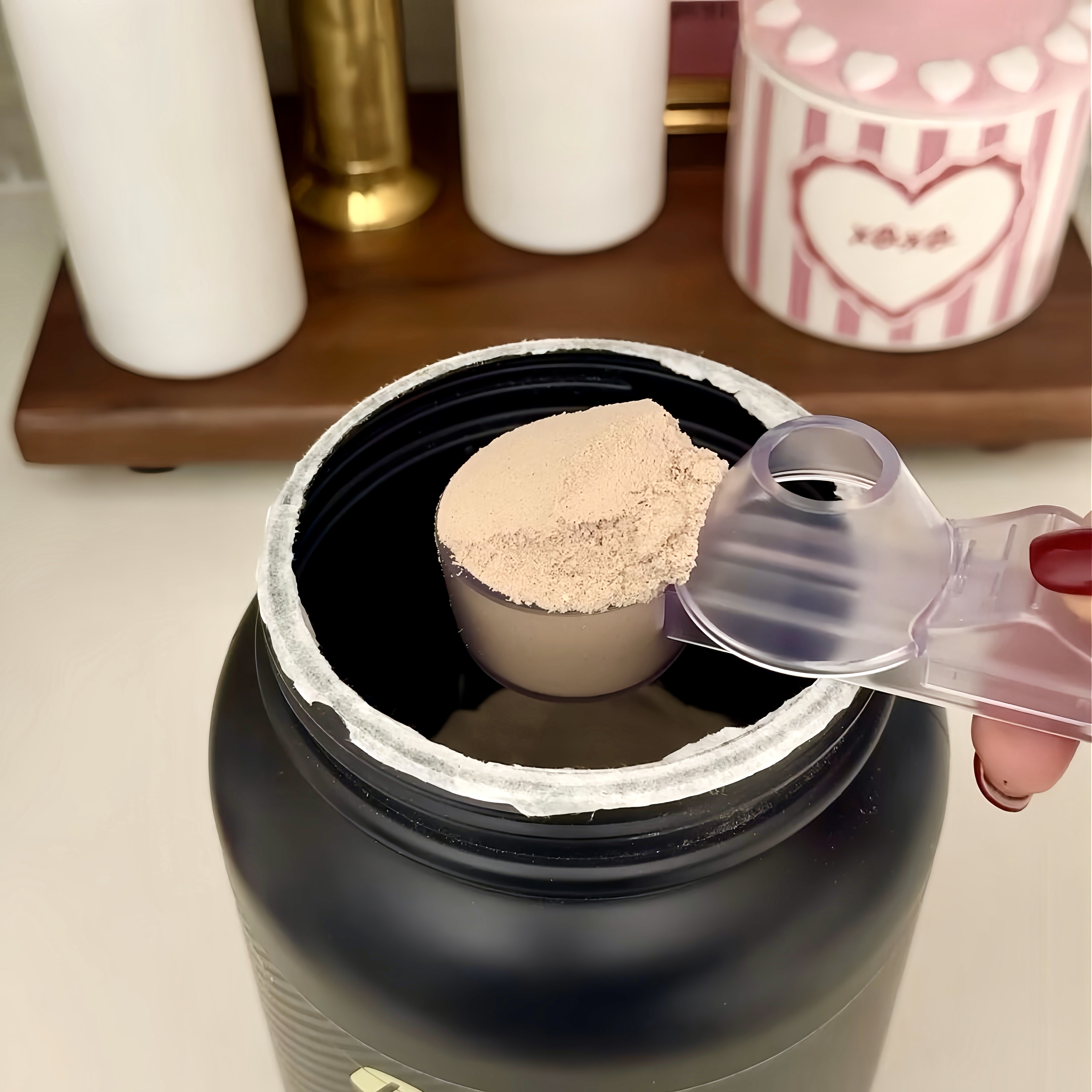 新款滑动量勺蛋白粉防漏家用计量勺咖啡奶粉多功能漏斗避免撒浪费