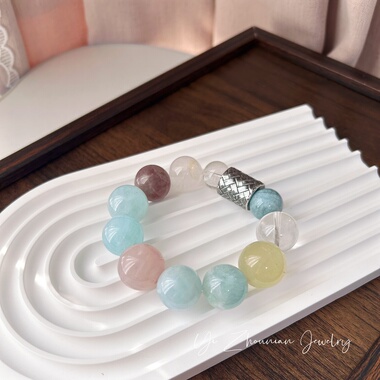 瑕疵福利！原创设计天然水晶多宝手串海蓝宝紫水晶白水晶粉水晶